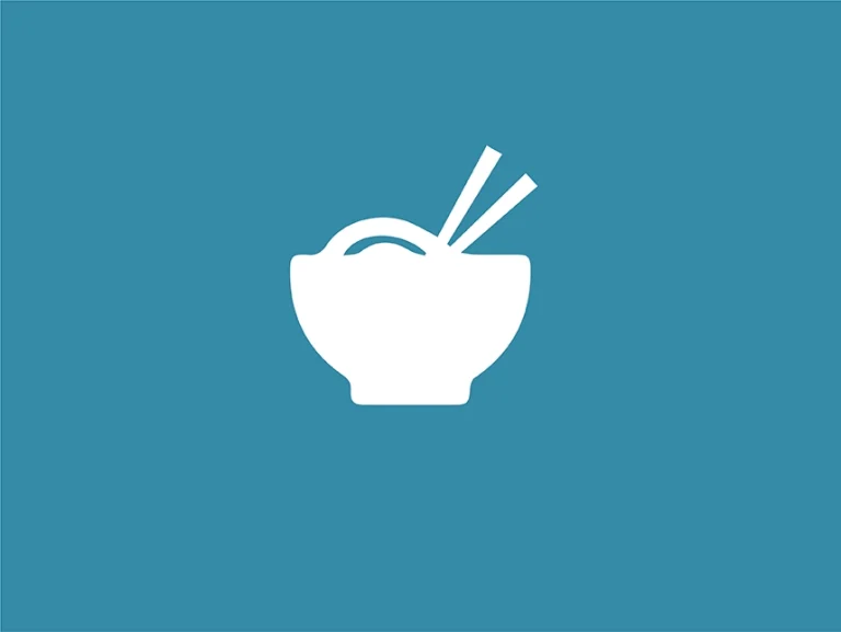 White bowl with chopsticks icon.