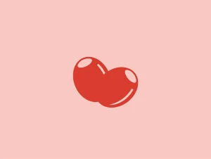 Red bean logo on a pink background.
